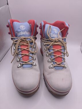 Timberland Light Gray & Coral Hiking Boots, Size 9M, Womens